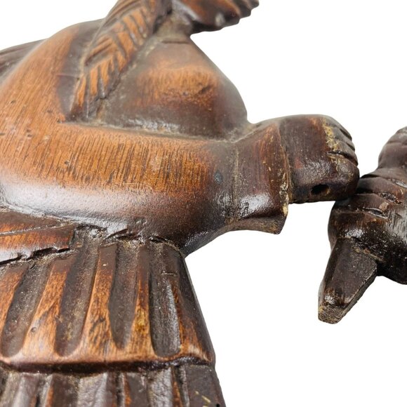 Lot 2 Vintage Hand Carved South American Wood Wall Art Man Woman Playing Music u - Picture 4 of 5